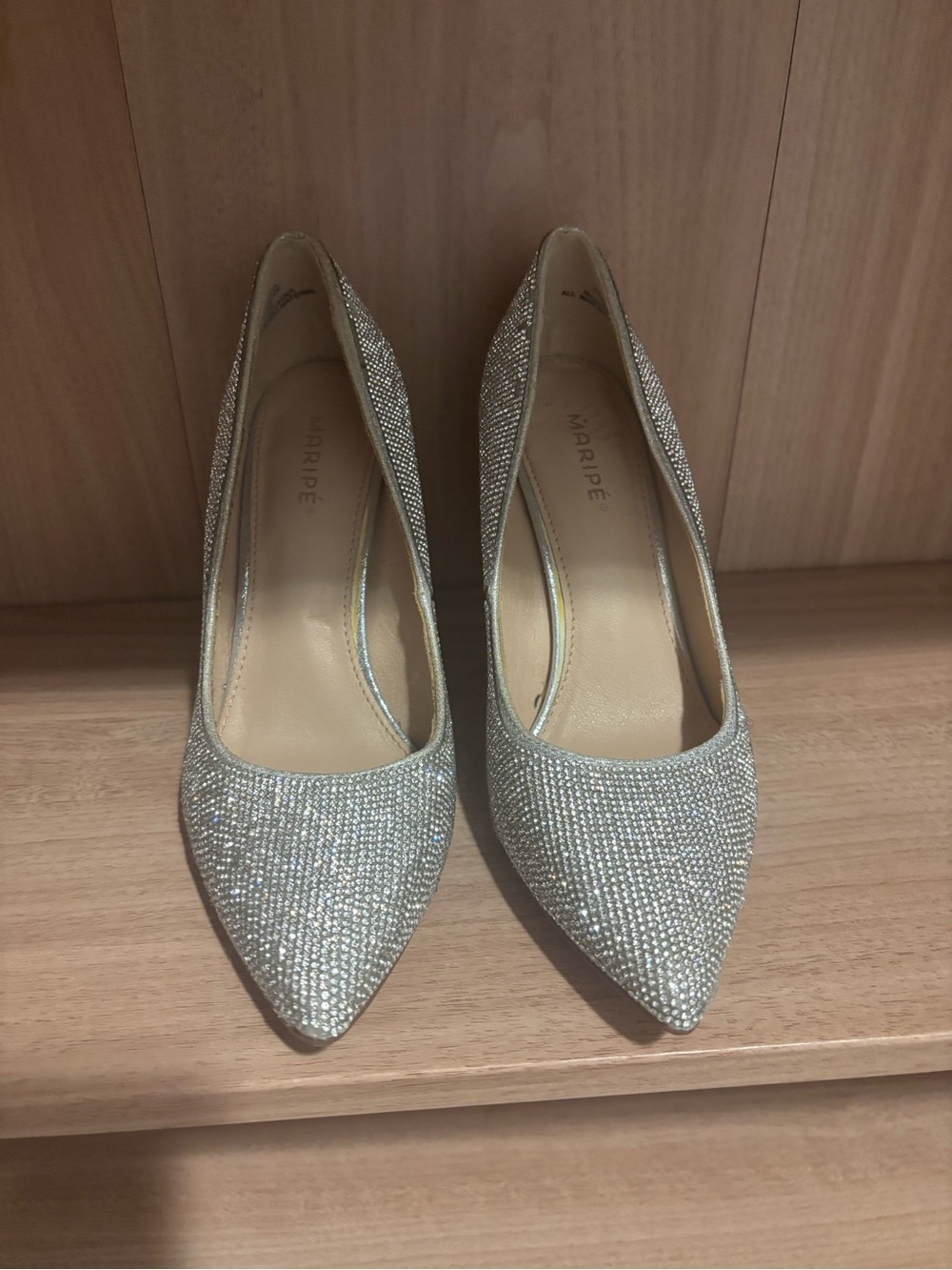 Maripe Silver Crystal-Embellished Pointed Pumps